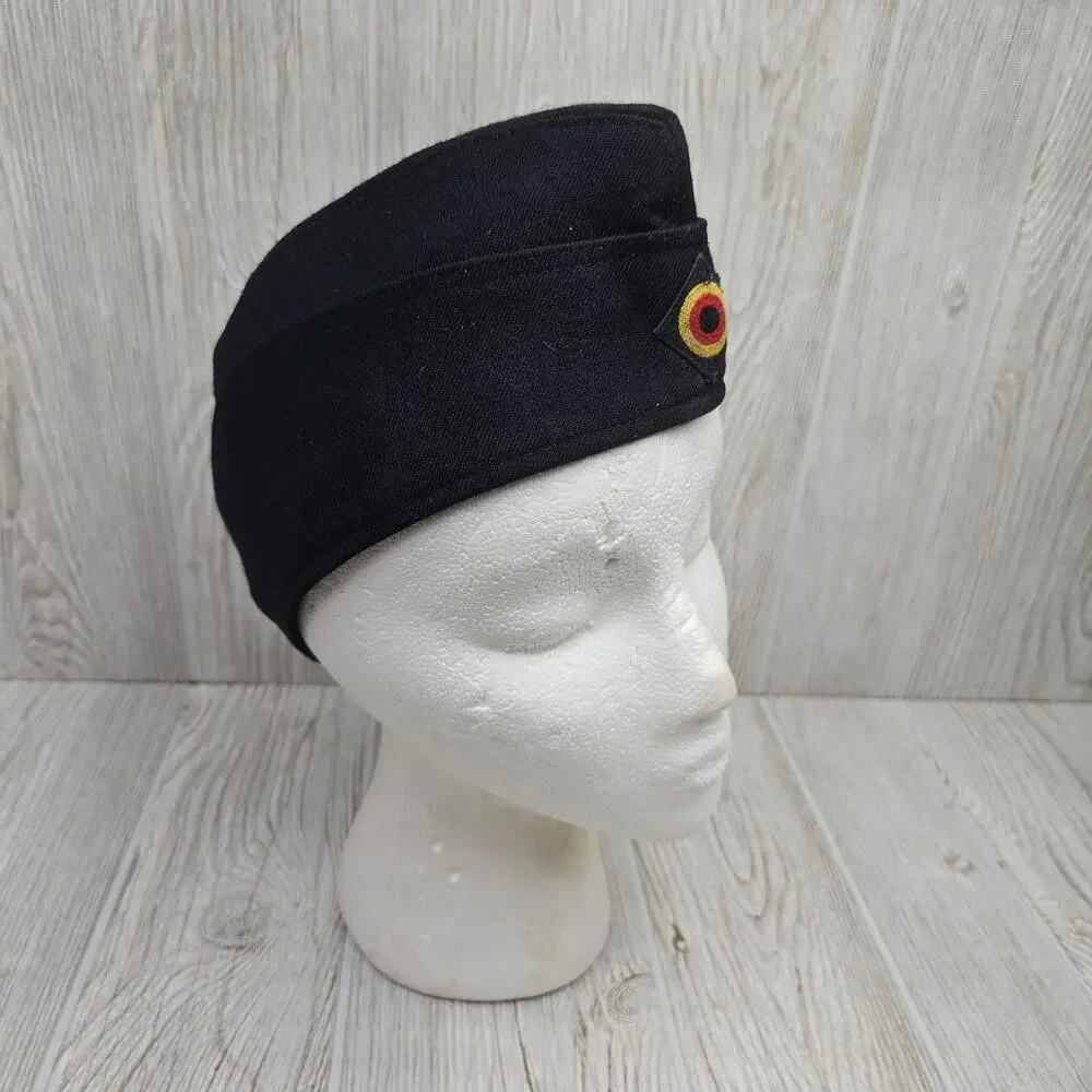 Vintage German‎ Army Hat Cap Black Feldmütze Mütze Cotton
